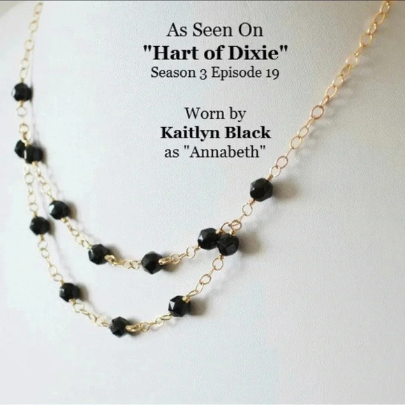 Black Spinel Necklace,Hart Of Dixie, Kaitlyn Black,Two Row Necklace - Picture 2 of 5